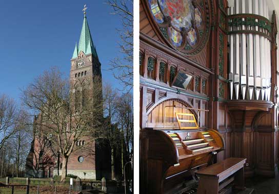 [bild] Evangelische Kirche Dorstfeld samt Sauer-orgelns spelbord
