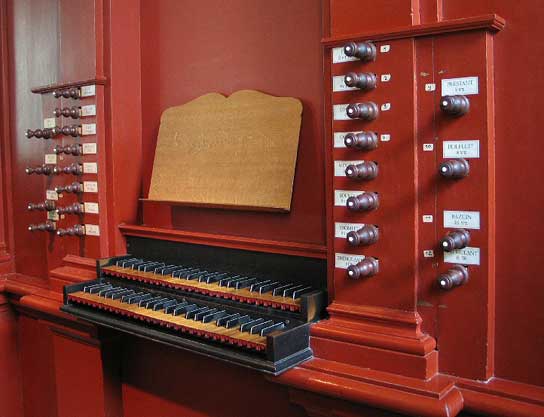 [bild] Bosch/F C Schnitger-orgeln i Vollenhove, spelbordet